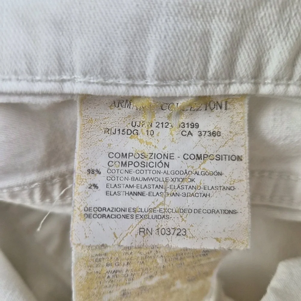 Armani Collezioni Jeans White Denim Slim Fit Stretch Straight Leg  J15 Luxury